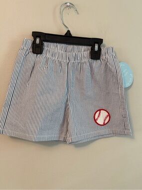 Little English Boys Seersucker Baseball Patch Shorts